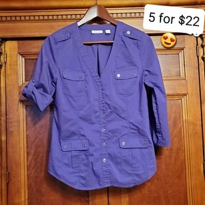 Sale New York & Company Purple Business Casual Top